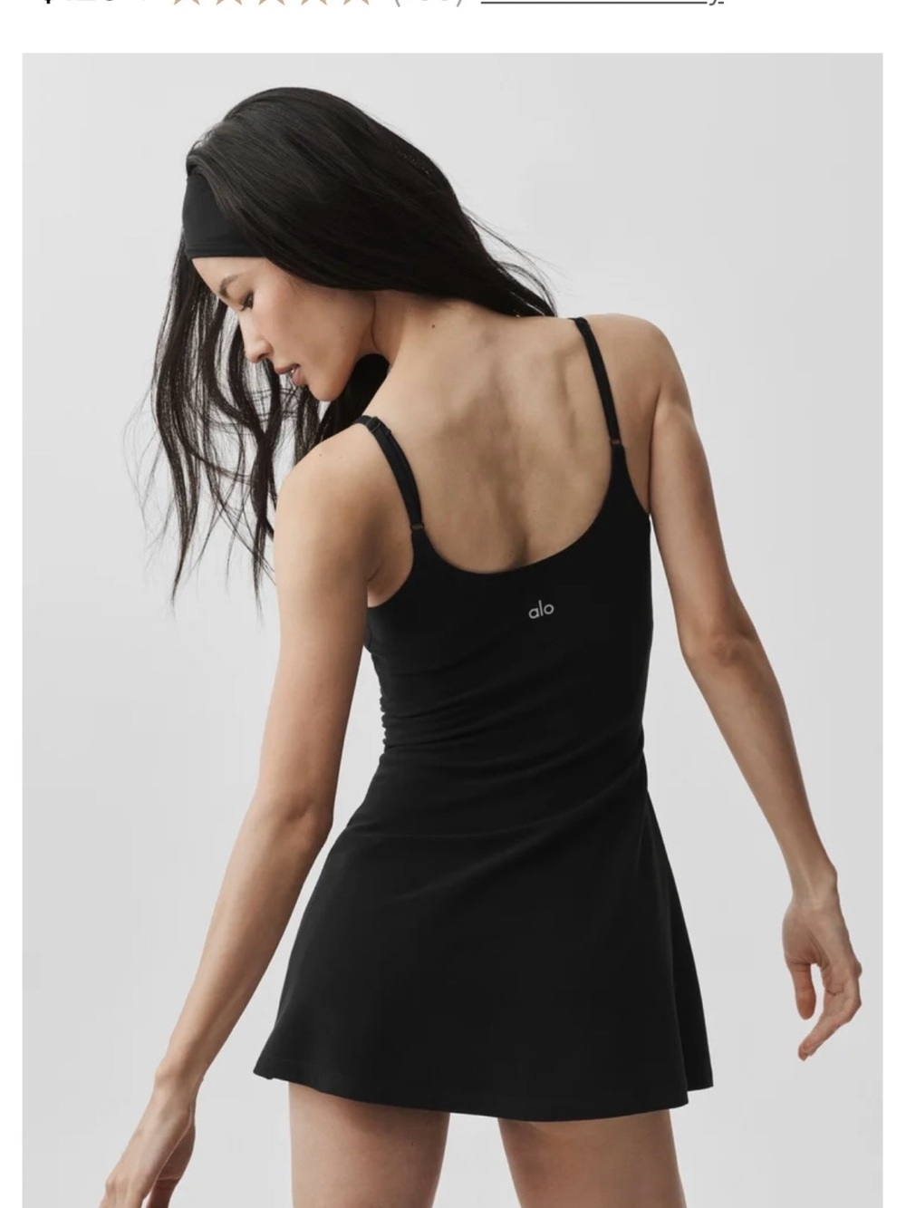 ALO Yoga Black Mini Tank Dress with Adjustable Straps